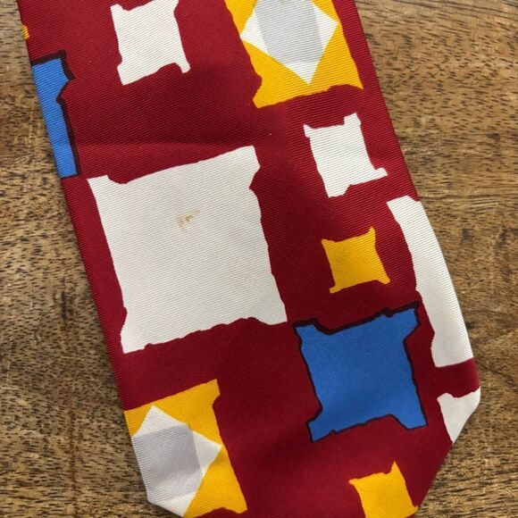 Vintage mens neck tie YSL Yves Saint Laurent geometric abstract 80’s 90’s - Picture 2 of 4